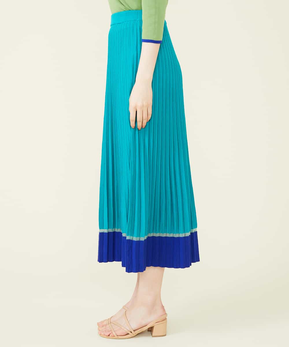 GBGGQ01390 Sybilla(シビラ) カラーブロックプリーツニットスカート ブルー