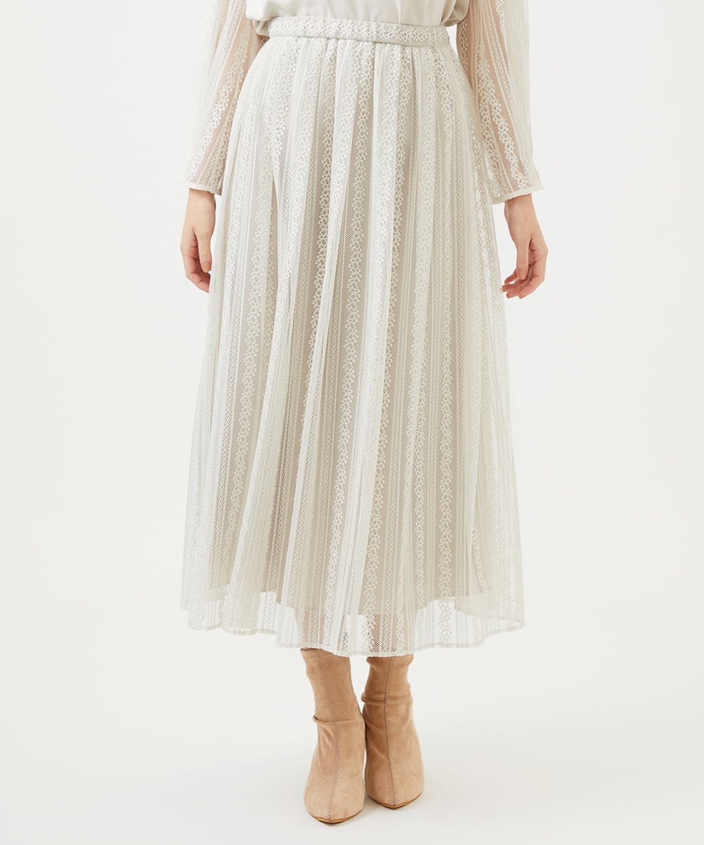 GBHAF32400 Sybilla(シビラ) ストライプレーススカート ライトベージュ