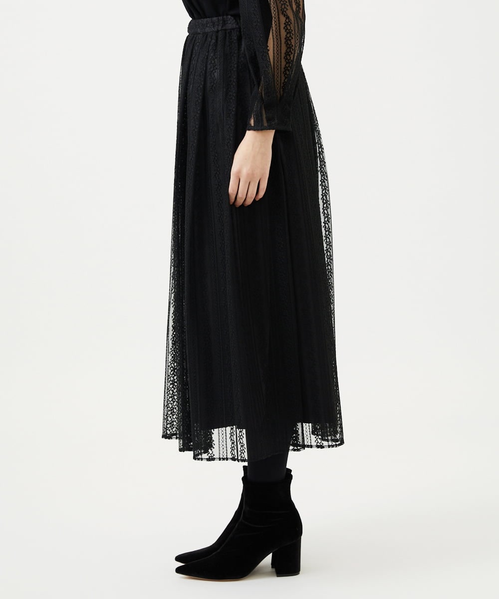 GBHAF32400 Sybilla(シビラ) ストライプレーススカート ブラック