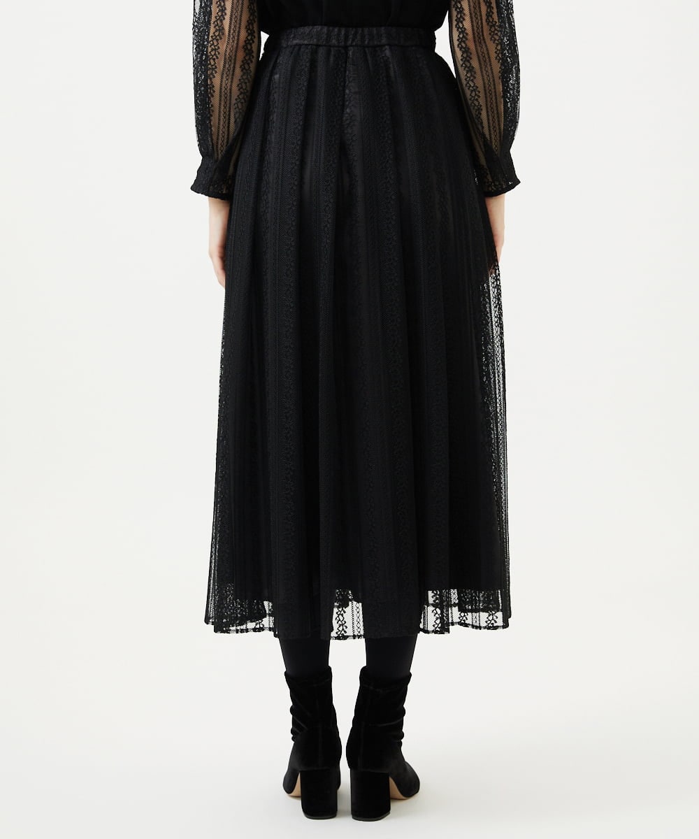 GBHAF32400 Sybilla(シビラ) ストライプレーススカート ブラック