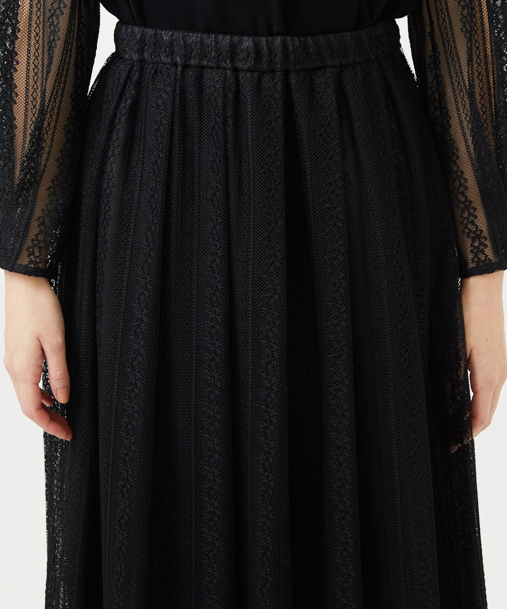 GBHAF32400 Sybilla(シビラ) ストライプレーススカート ブラック