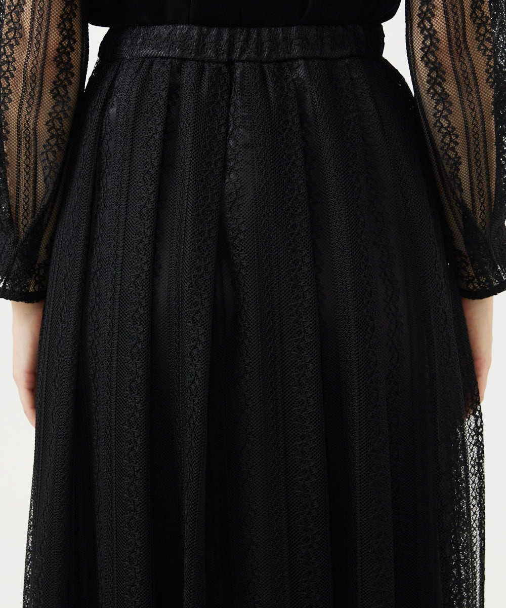 GBHAF32400 Sybilla(シビラ) ストライプレーススカート ブラック