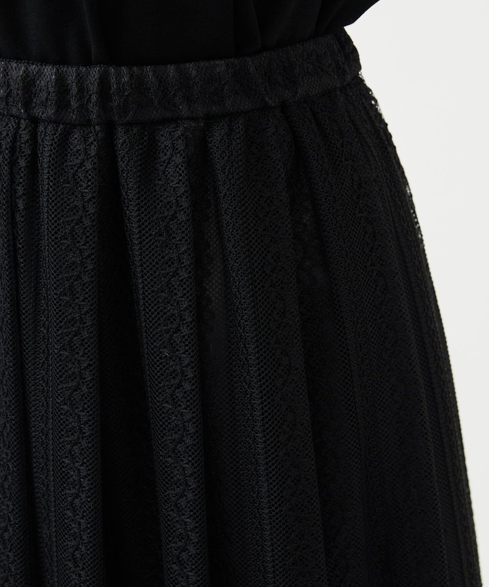 GBHAF32400 Sybilla(シビラ) ストライプレーススカート ブラック