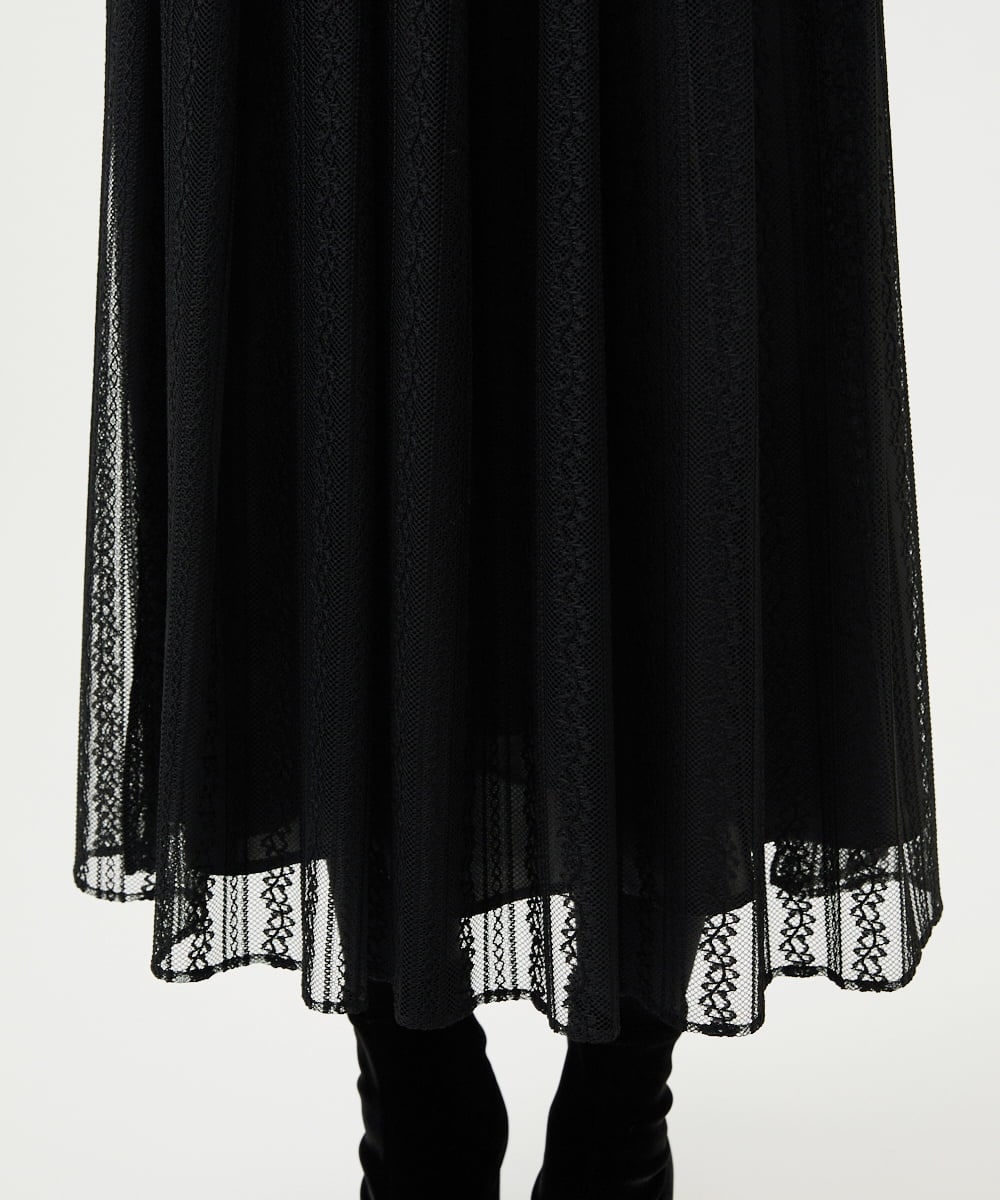 GBHAF32400 Sybilla(シビラ) ストライプレーススカート ブラック