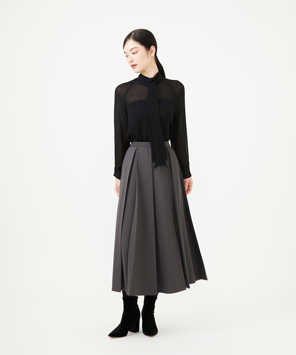 GBHAG33400 Sybilla(シビラ) ウールライクツイルプリーツスカート チャコールグレー