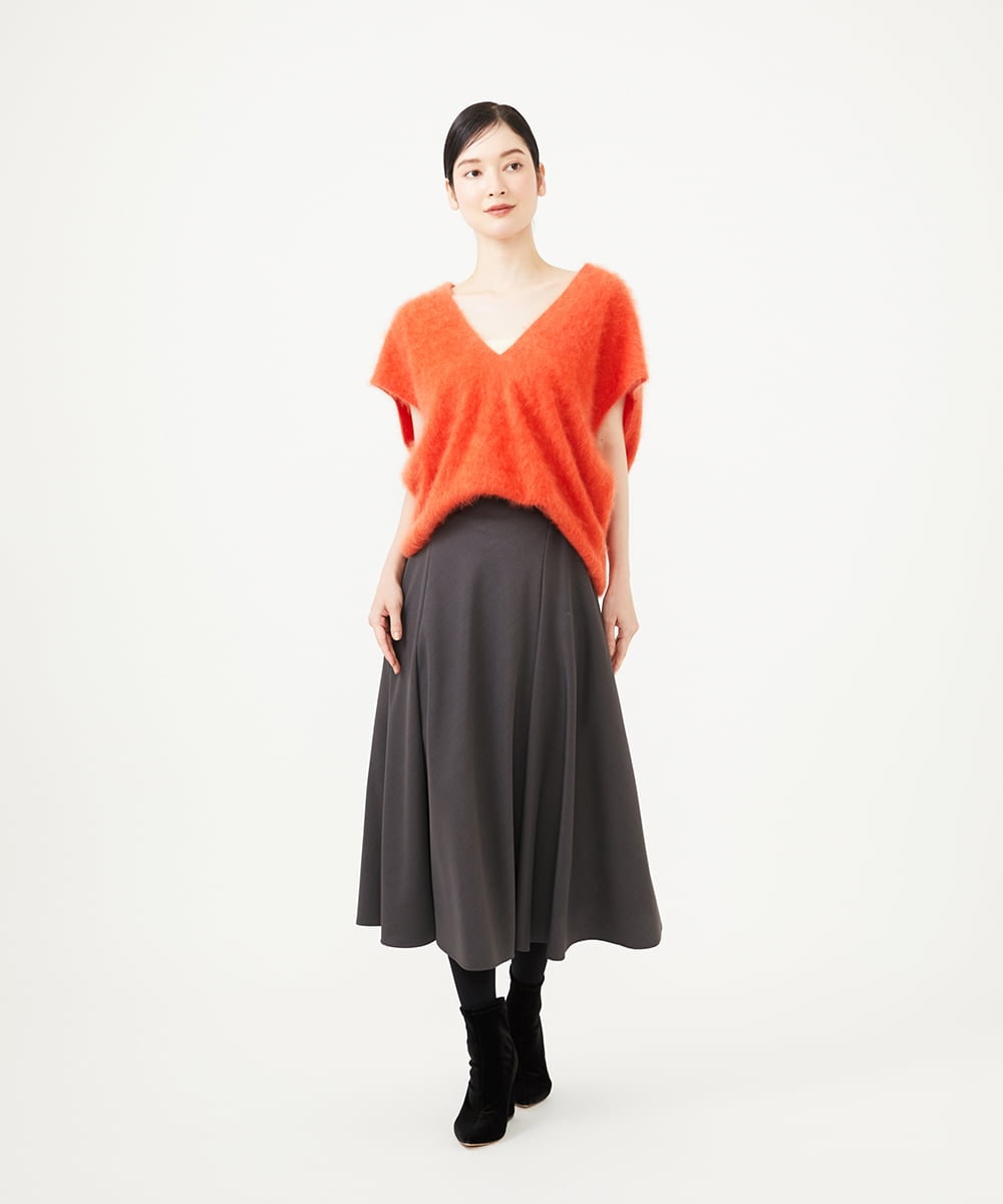 GBHAG33400 Sybilla(シビラ) ウールライクツイルプリーツスカート チャコールグレー