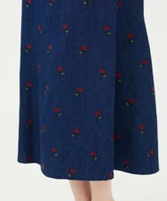 GBHAG61400 Sybilla(シビラ) ローズ刺繍デニムスカート インディゴ