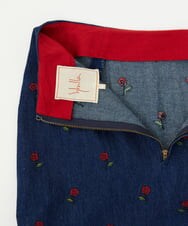 GBHAG61400 Sybilla(シビラ) ローズ刺繍デニムスカート インディゴ
