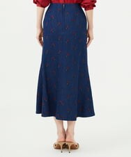 GBHAG61400 Sybilla(シビラ) ローズ刺繍デニムスカート インディゴ