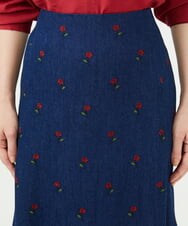 GBHAG61400 Sybilla(シビラ) ローズ刺繍デニムスカート インディゴ