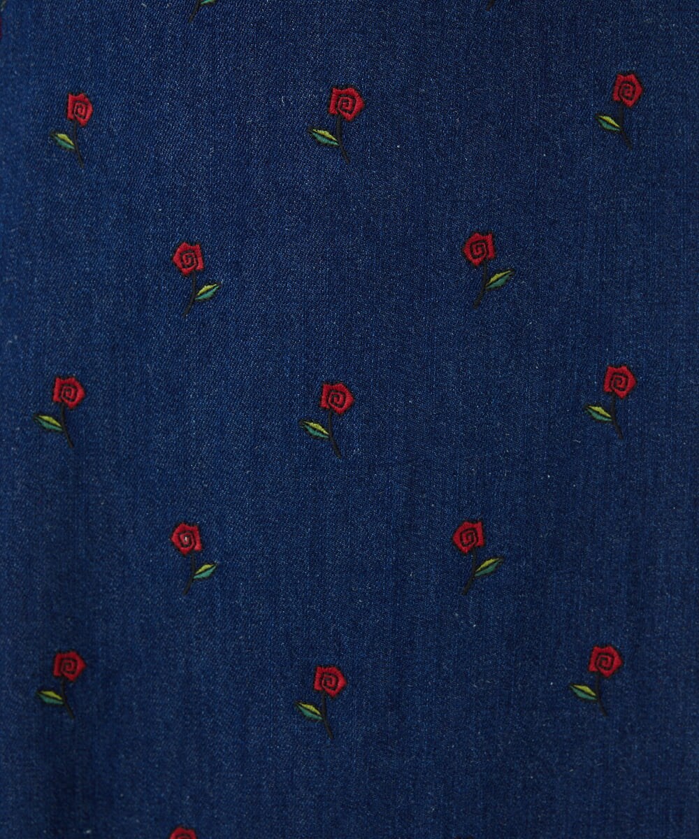 GBHAG61400 Sybilla(シビラ) ローズ刺繍デニムスカート インディゴ