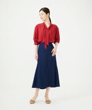 GBHAG61400 Sybilla(シビラ) ローズ刺繍デニムスカート インディゴ