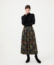 GBHAH36400 Sybilla(シビラ) ボタニカルフラワープリントスカート ブラック
