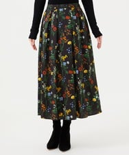 GBHAH36400 Sybilla(シビラ) ボタニカルフラワープリントスカート ブラック