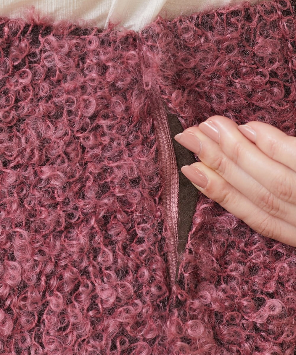 GBHAV75400 Sybilla(シビラ) モヘヤループスカート ピンク×ブラウン