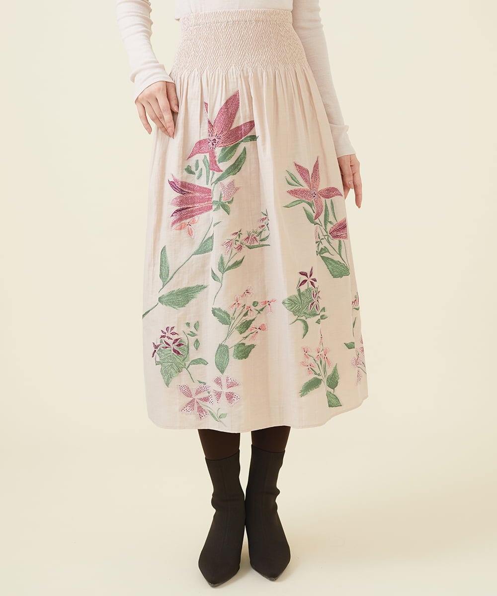 リリーモチーフジャカードスカート(ミモレ丈スカート) | Sybilla 
