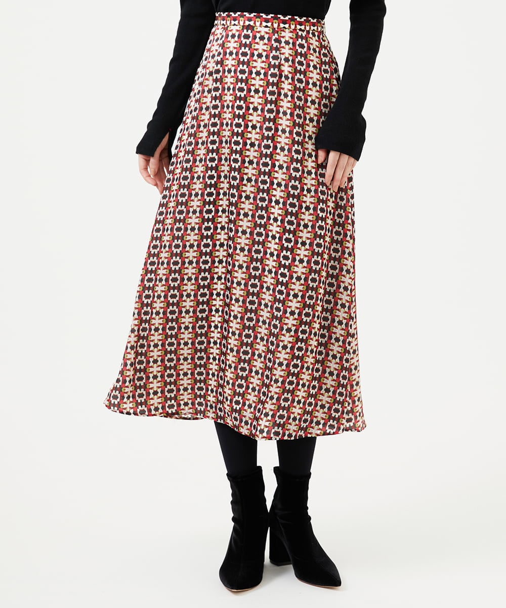 GBHCD01400 Sybilla(シビラ) ジオメトリックオパールスカート レッド系