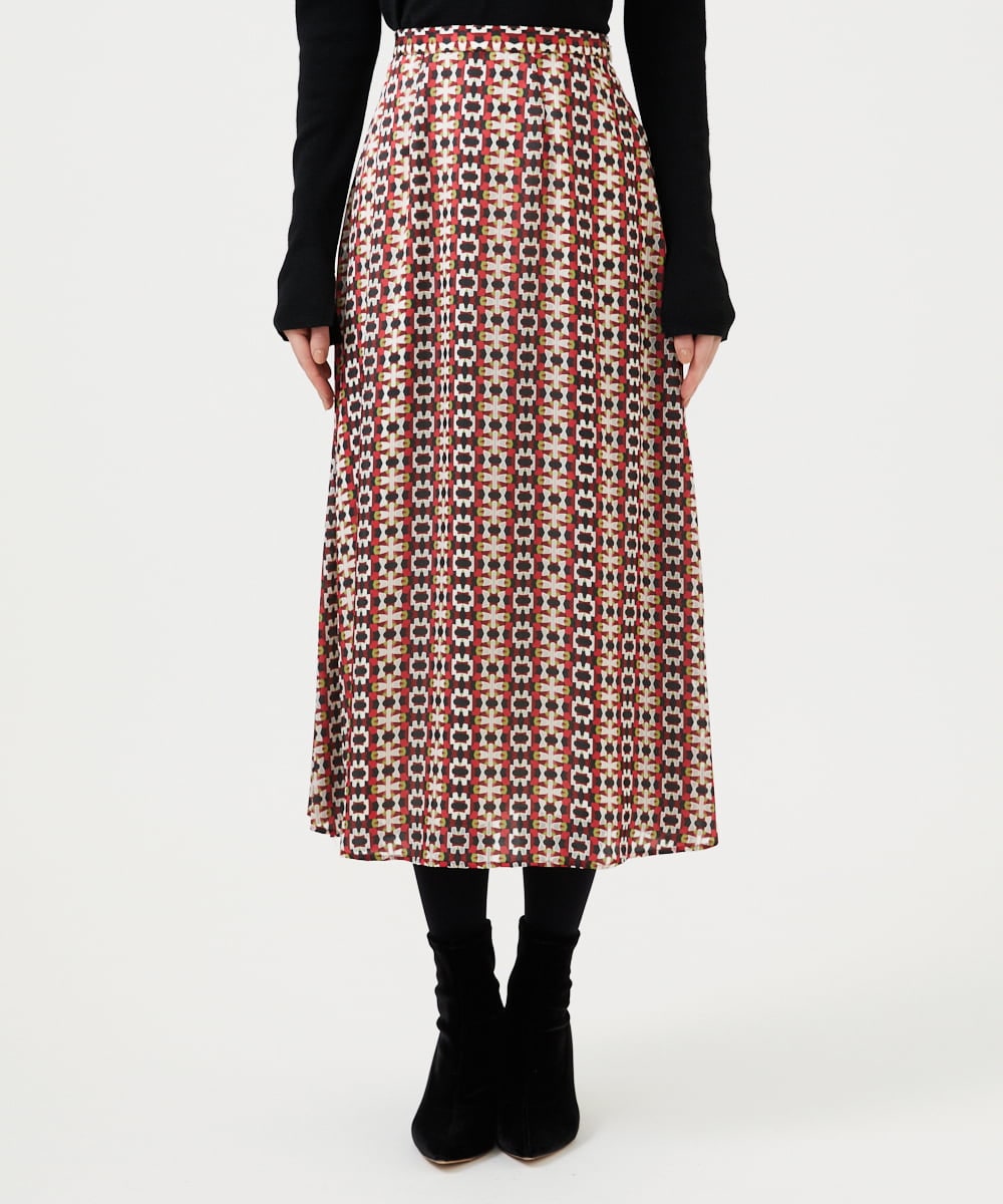 GBHCD01400 Sybilla(シビラ) ジオメトリックオパールスカート レッド系