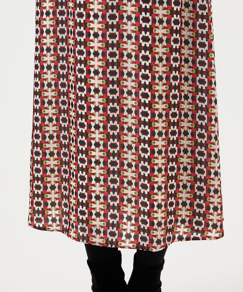 GBHCD01400 Sybilla(シビラ) ジオメトリックオパールスカート レッド系