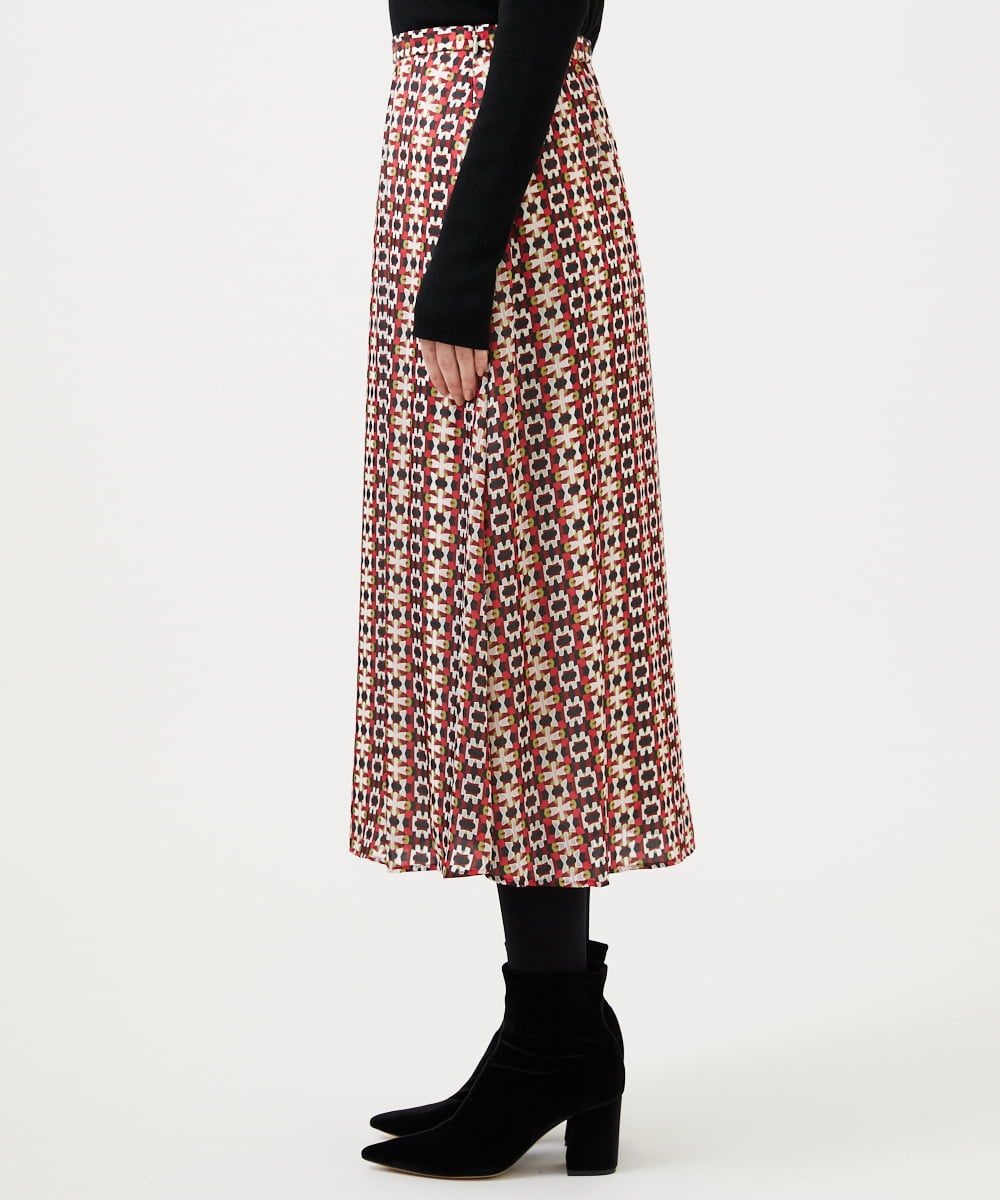 GBHCD01400 Sybilla(シビラ) ジオメトリックオパールスカート レッド系