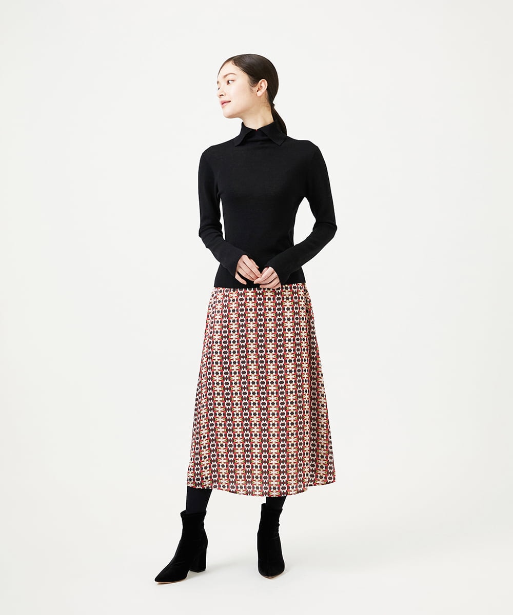 GBHCD01400 Sybilla(シビラ) ジオメトリックオパールスカート レッド系