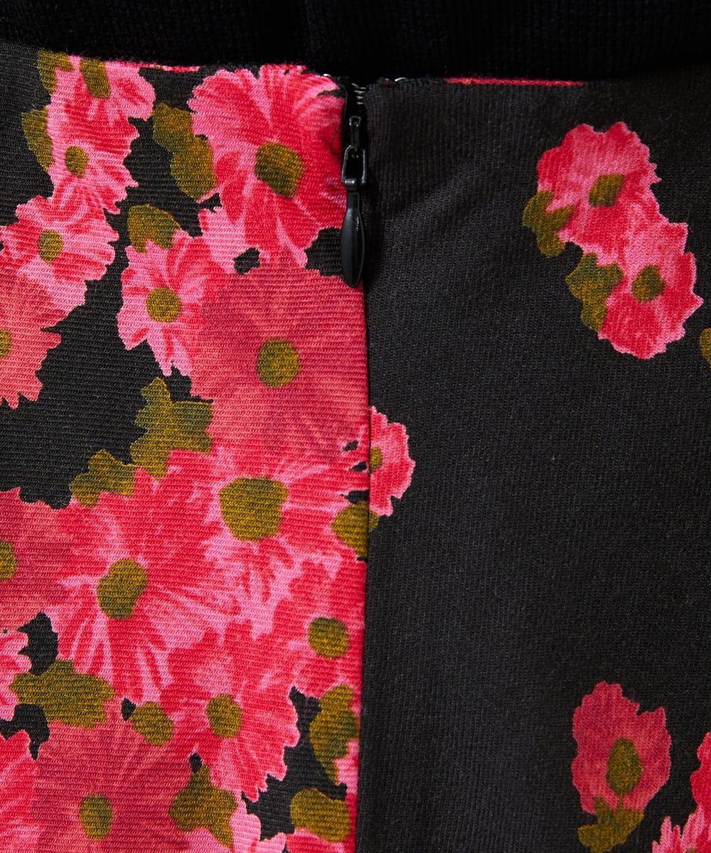 GBHCD40360 Sybilla(シビラ) ピンクマーガレットプリントスカート ブラック