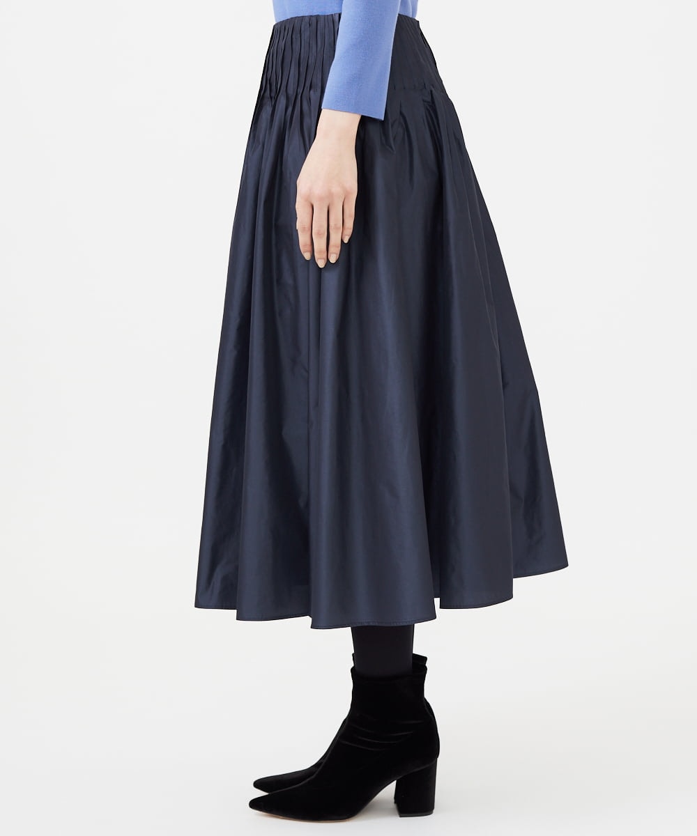GBHEA02360 Sybilla(シビラ) 【メディア着用】シルキータフタピンタックスカート ネイビー