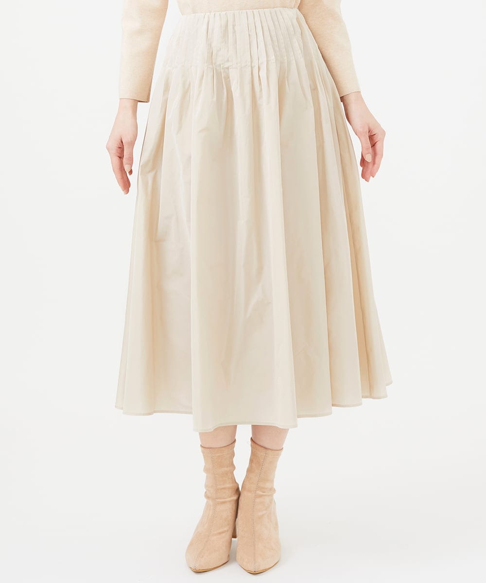 GBHEA02360 Sybilla(シビラ) 【メディア着用】シルキータフタピンタックスカート ライトベージュ