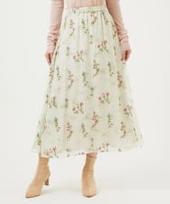 GBHED01700 Sybilla(シビラ) ドットフラワー刺繍スカート ライトベージュ