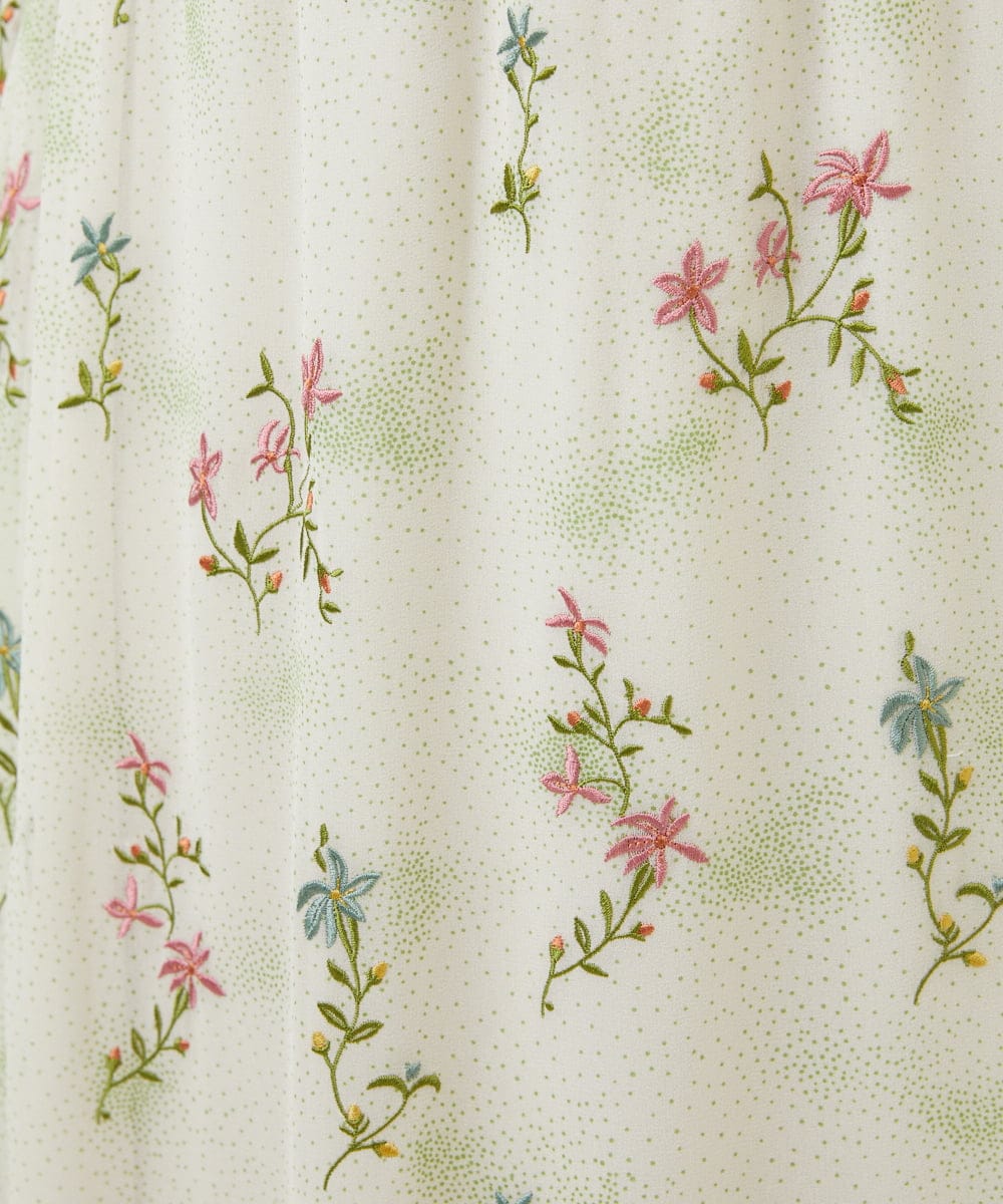 GBHED01700 Sybilla(シビラ) ドットフラワー刺繍スカート ライトベージュ