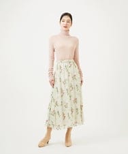GBHED01700 Sybilla(シビラ) ドットフラワー刺繍スカート ライトベージュ