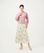 GBHED01700 Sybilla(シビラ) ドットフラワー刺繍スカート ライトベージュ