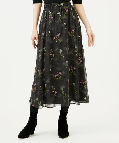 GBHED01700 Sybilla ドットフラワー刺繍スカート