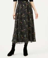 GBHED01700 Sybilla(シビラ) ドットフラワー刺繍スカート ブラック系