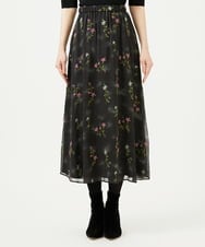 GBHED01700 Sybilla(シビラ) ドットフラワー刺繍スカート ブラック系