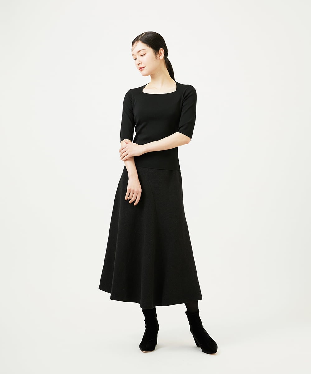 GBHEE01450 Sybilla(シビラ) ストレッチブークレースカート ブラック