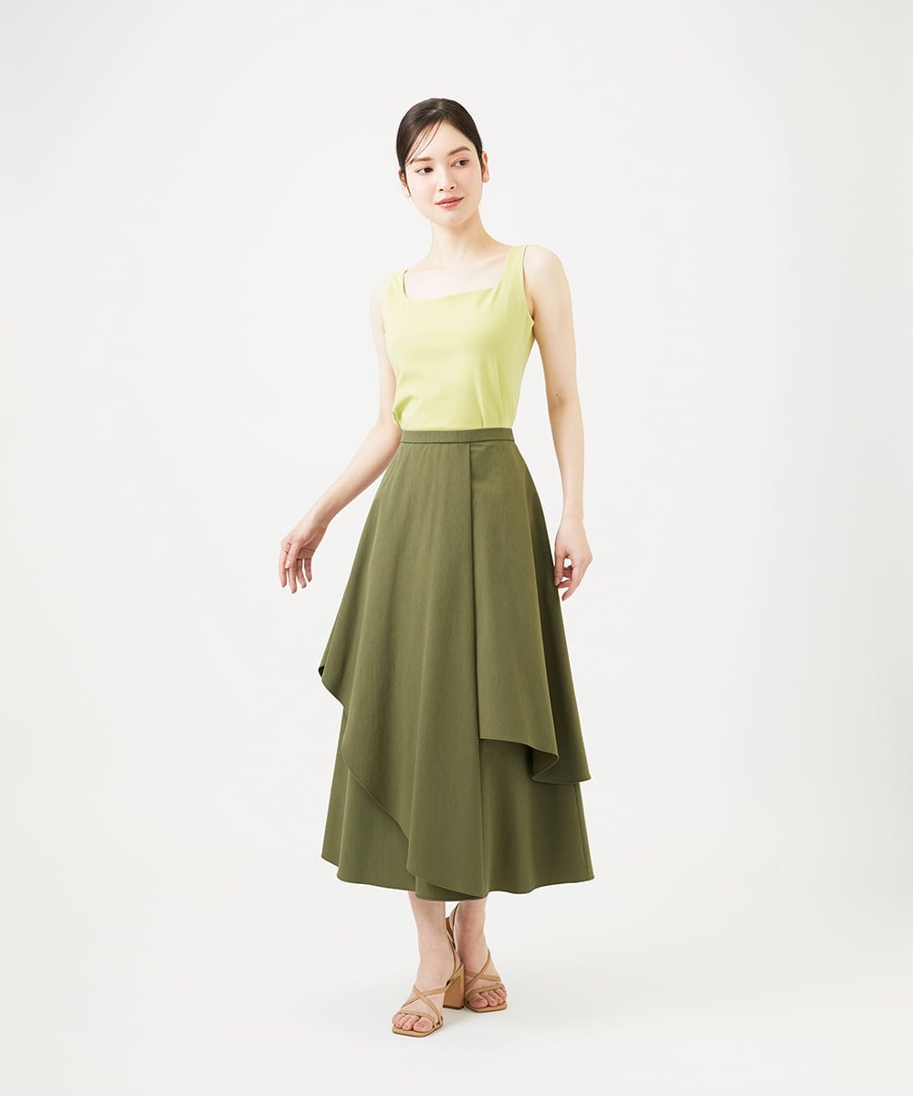 GBHEE27330 Sybilla(シビラ) ストレッチタフタアシンメトリースカート カーキ