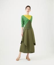 GBHEE27330 Sybilla(シビラ) ストレッチタフタアシンメトリースカート カーキ