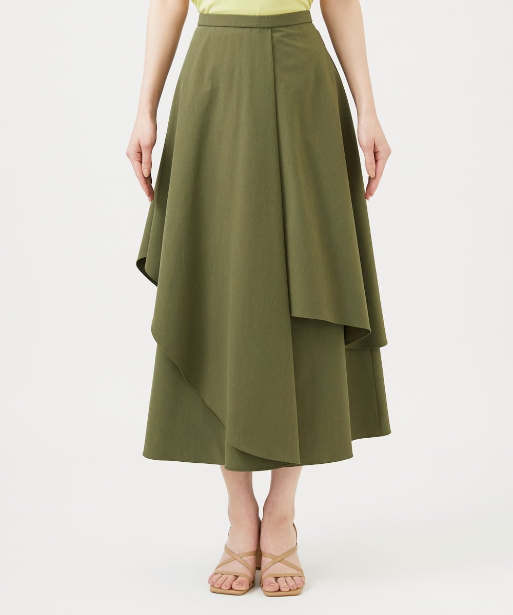 GBHEE27330 Sybilla(シビラ) ストレッチタフタアシンメトリースカート カーキ