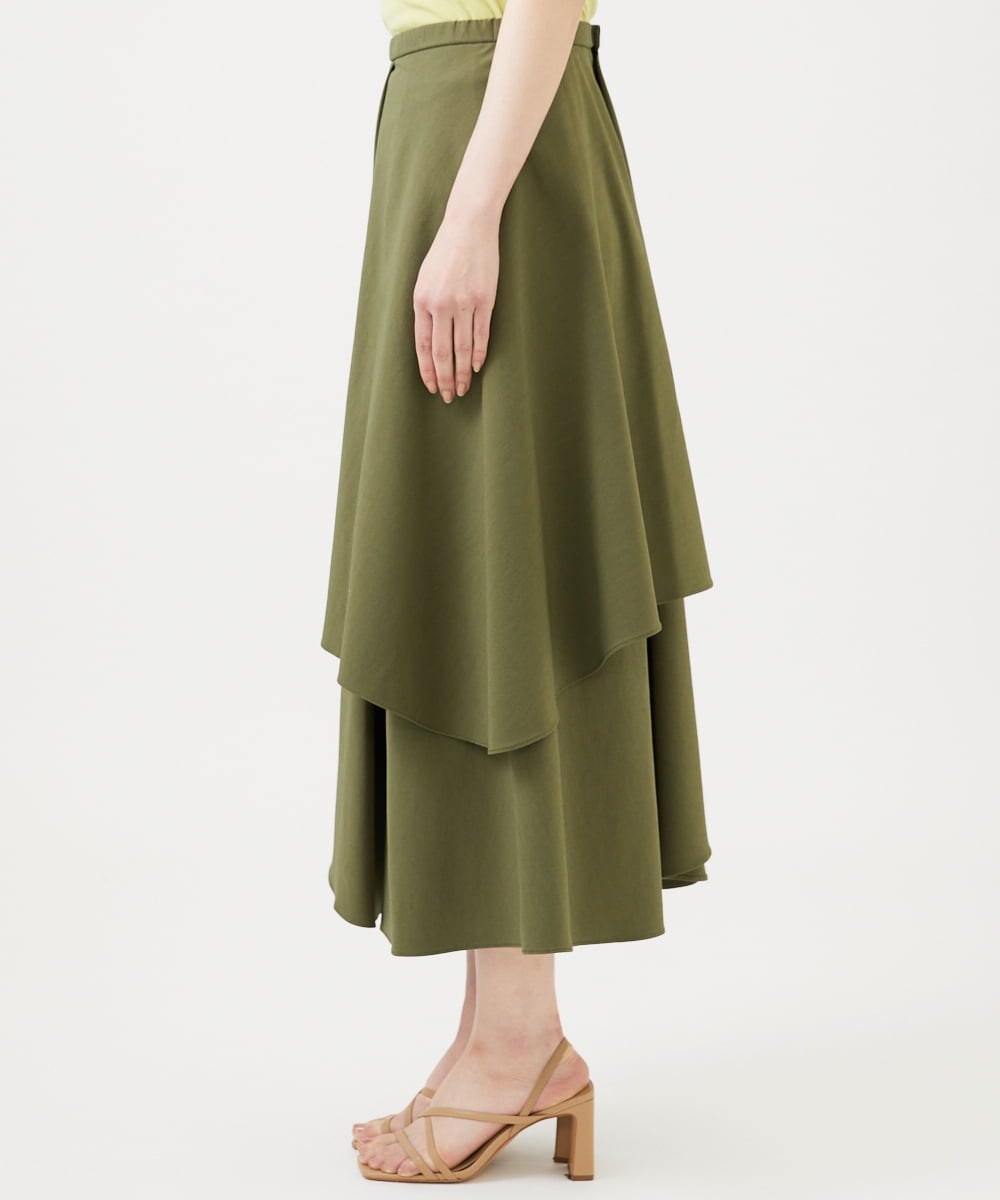 GBHEE27330 Sybilla(シビラ) ストレッチタフタアシンメトリースカート カーキ