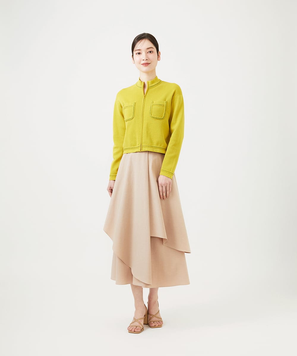 GBHEE27330 Sybilla(シビラ) ストレッチタフタアシンメトリースカート ベージュ