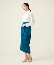 GBHET13360 Sybilla(シビラ) デニットジョーゼットサイドドレープスカート ブルー