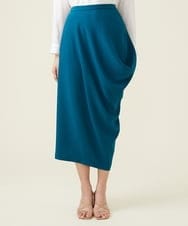 GBHET13360 Sybilla(シビラ) デニットジョーゼットサイドドレープスカート ブルー