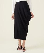 GBHET13360 Sybilla(シビラ) デニットジョーゼットサイドドレープスカート ブラック