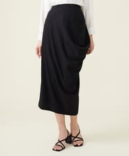 GBHET13360 Sybilla(シビラ) デニットジョーゼットサイドドレープスカート ブラック