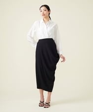 GBHET13360 Sybilla(シビラ) デニットジョーゼットサイドドレープスカート ブラック