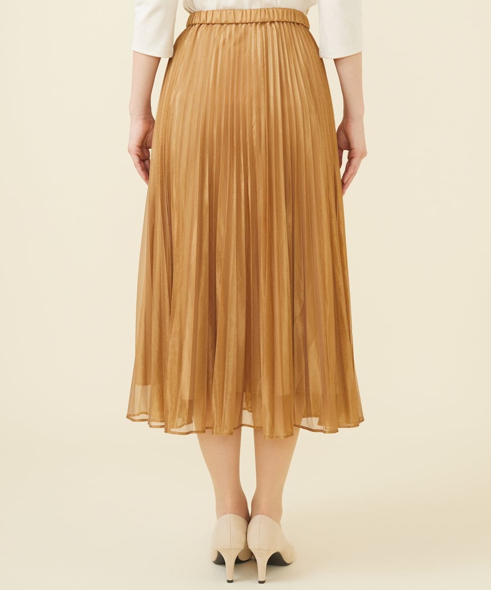 シャイニーアコーディオンプリーツスカート(ミモレ丈スカート  