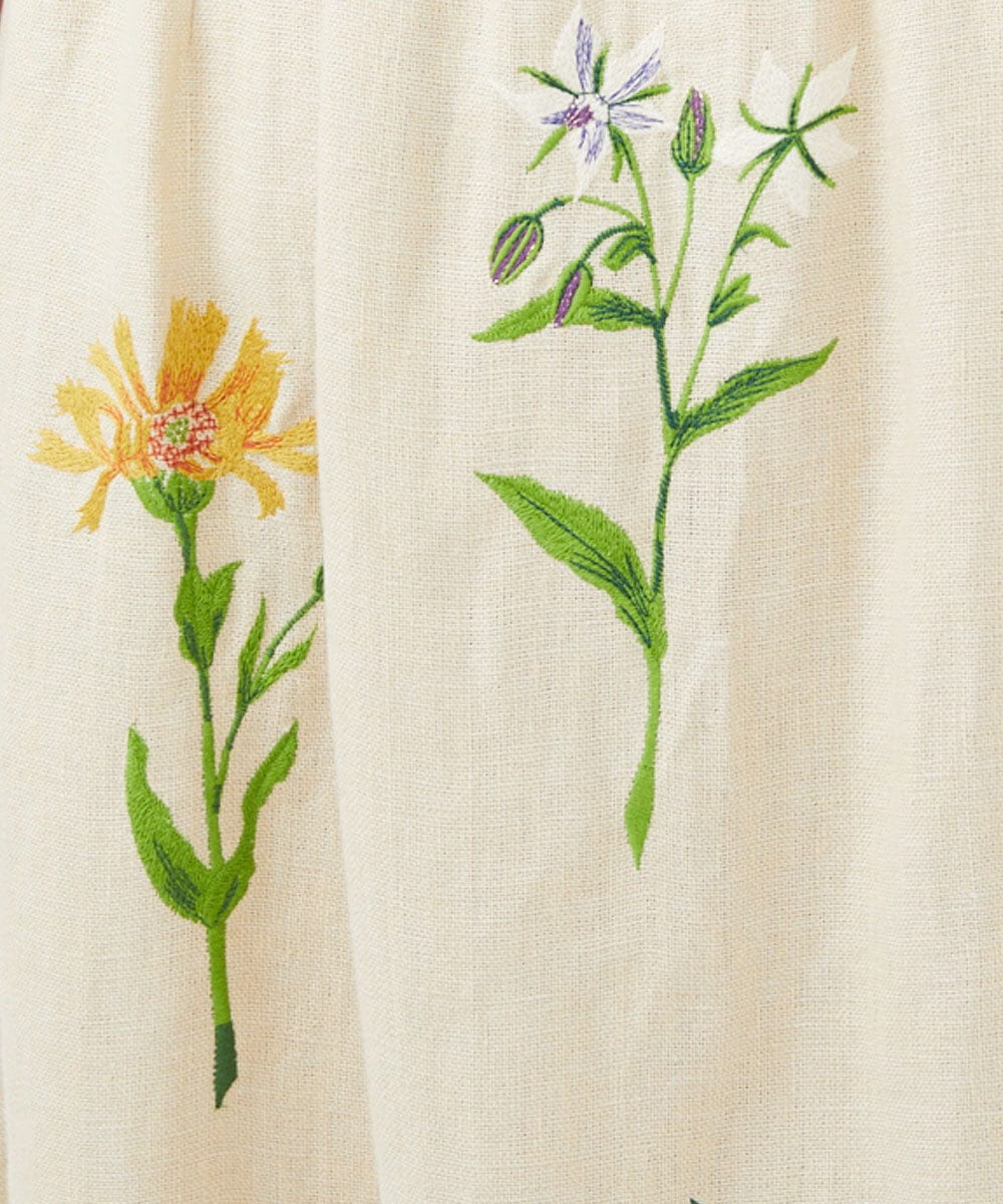 GBHGA01790 Sybilla(シビラ) 先染めリネン刺繍スカート ベージュ