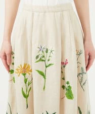 GBHGA01790 Sybilla(シビラ) 先染めリネン刺繍スカート ベージュ