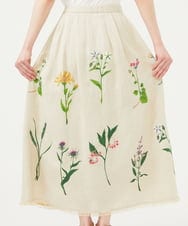 GBHGA01790 Sybilla(シビラ) 先染めリネン刺繍スカート ベージュ
